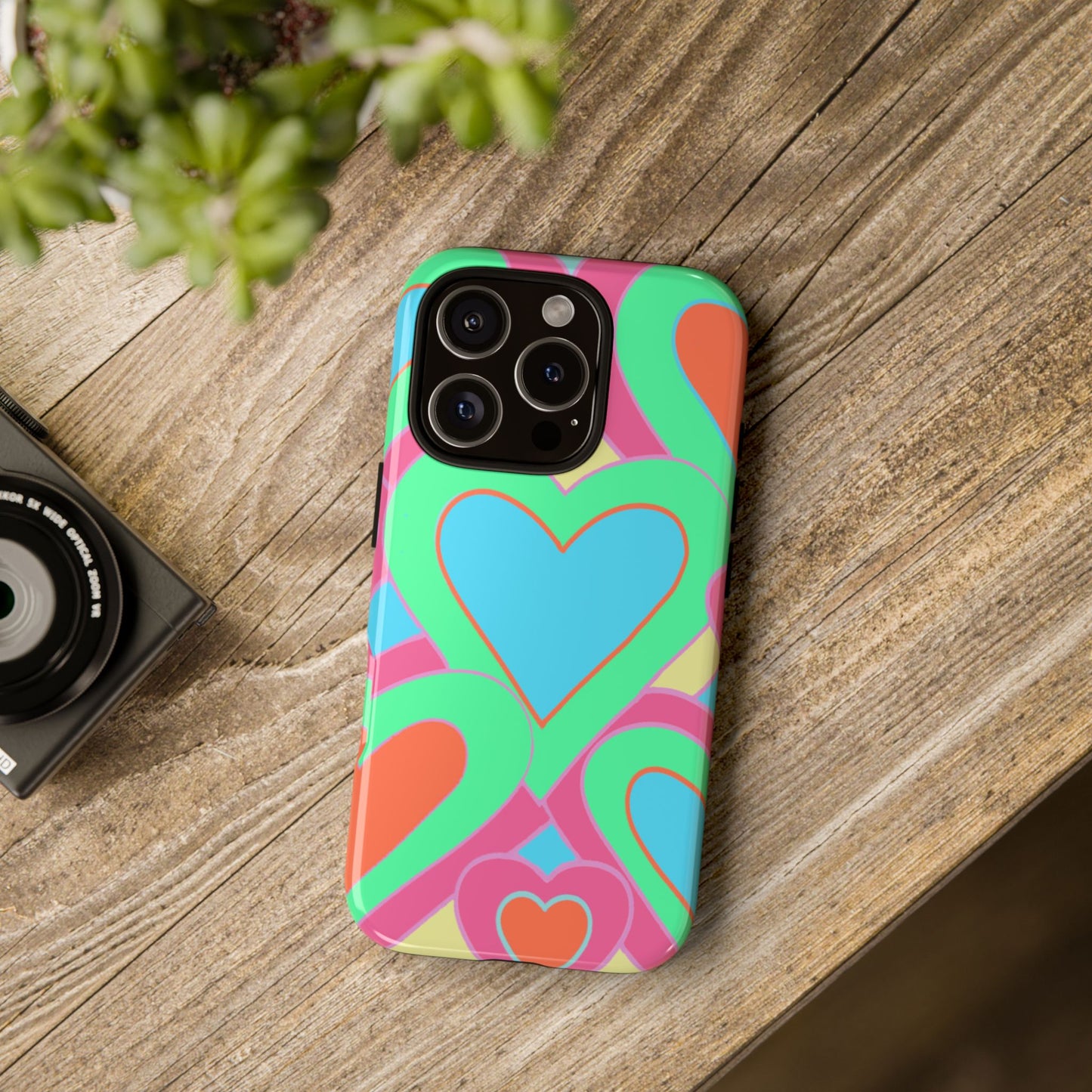 Blue Colorful Hearts Phone Case
