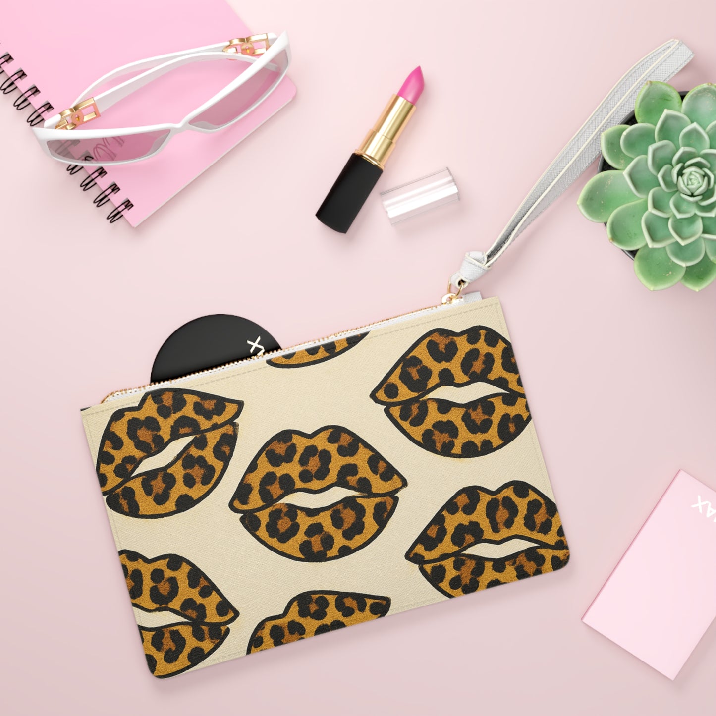 Leopard Kiss Print Clutch Bag