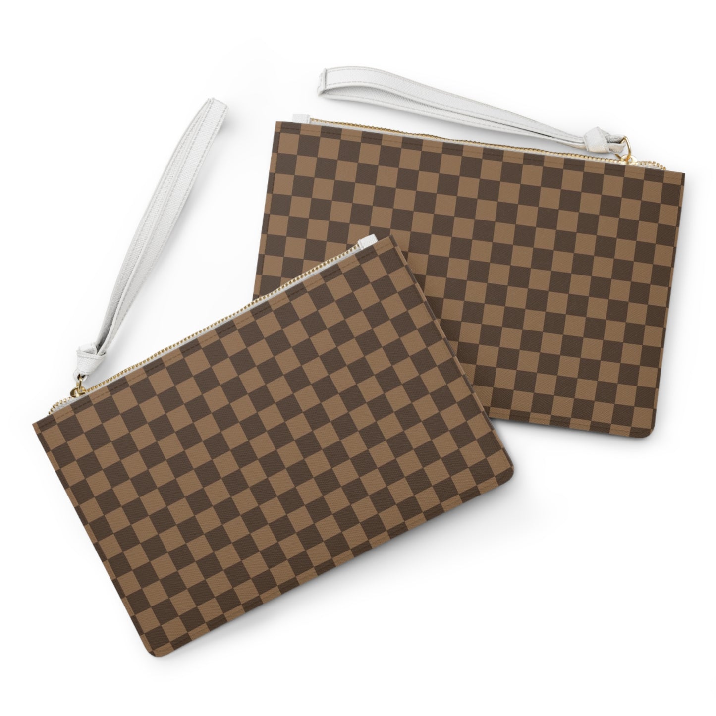 Brown Checkered Clutch Bag