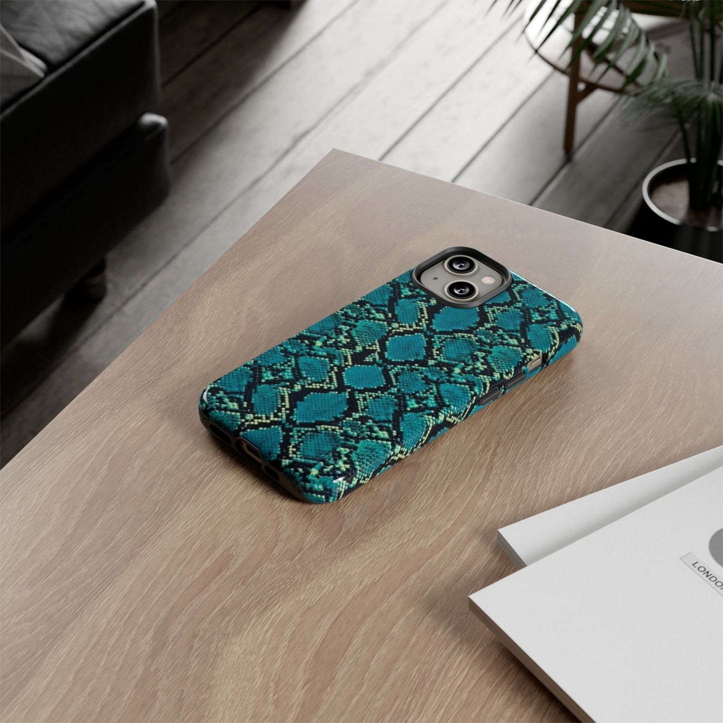 Blue Snake Skin Phone Case