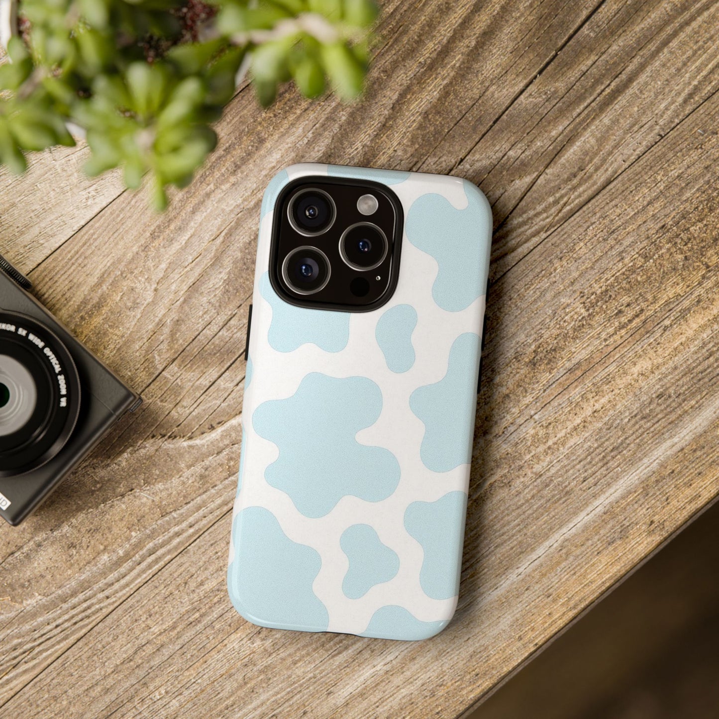 Blue Cow Print Phone Case