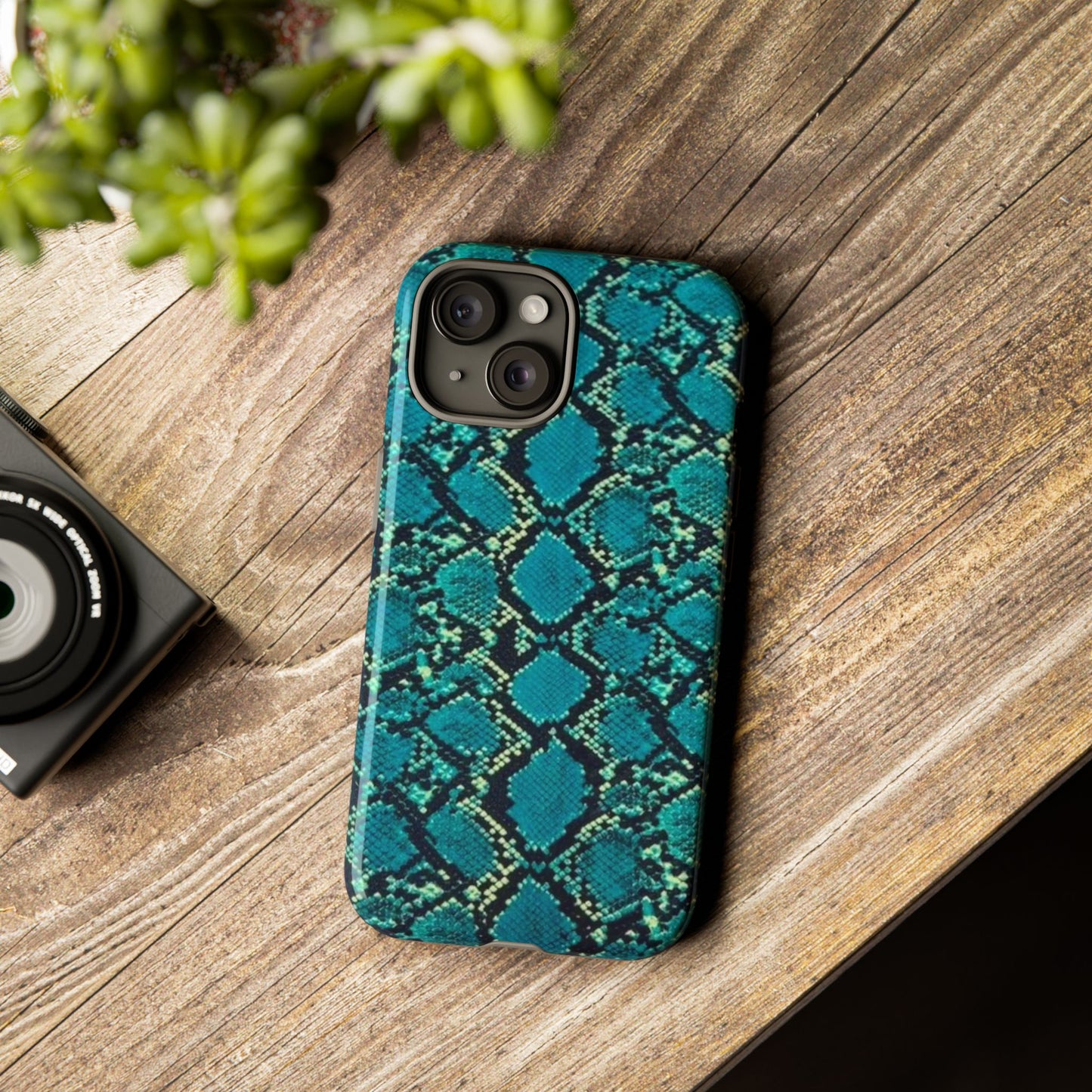 Blue Snake Skin Phone Case