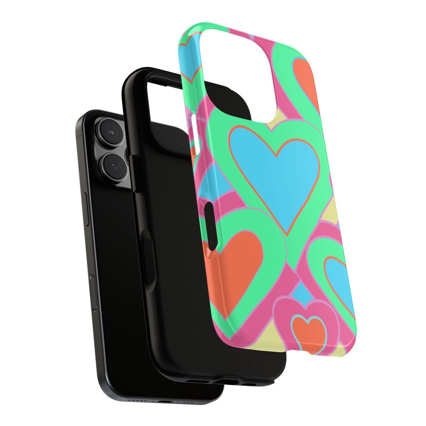 Blue Colorful Hearts Phone Case