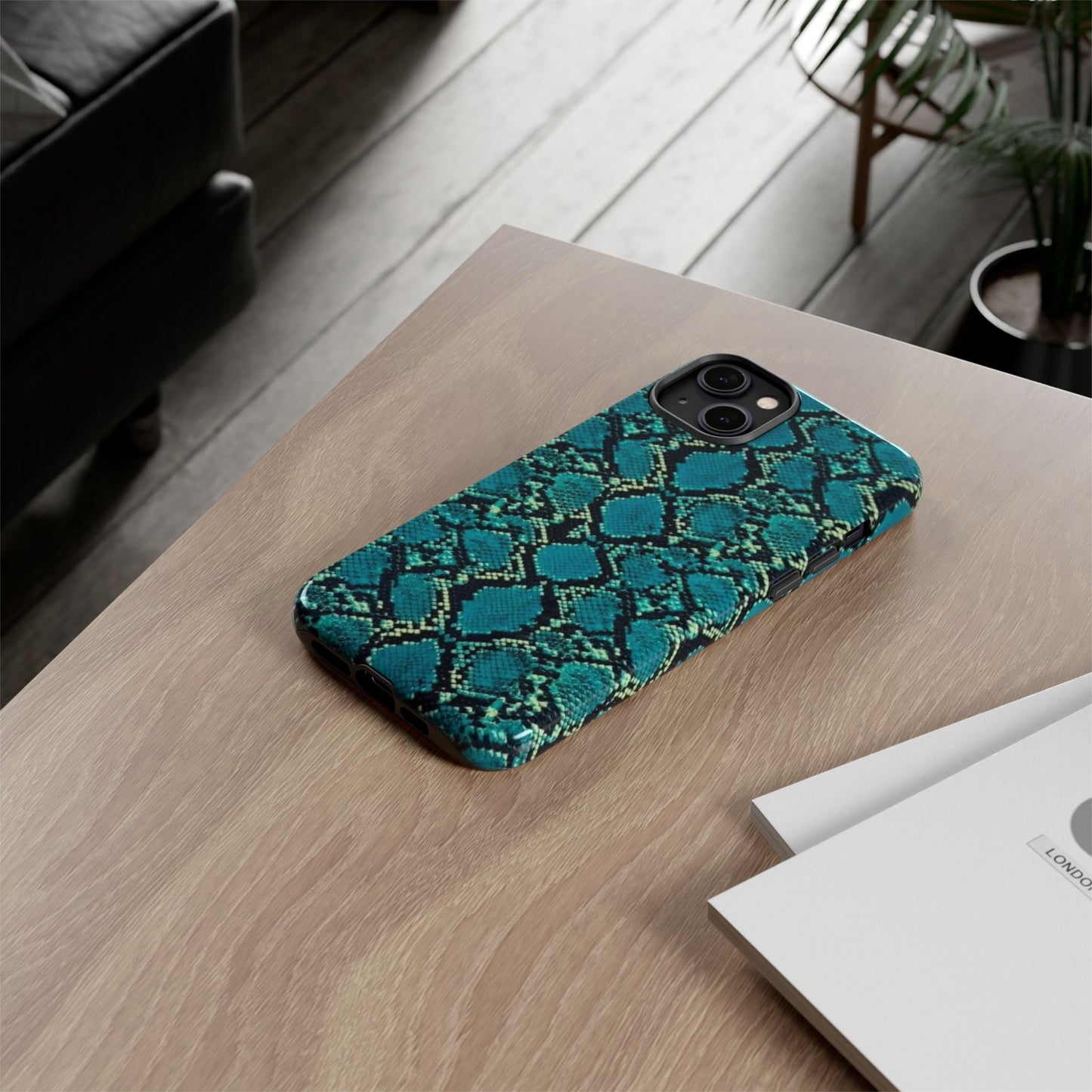 Blue Snake Skin Phone Case