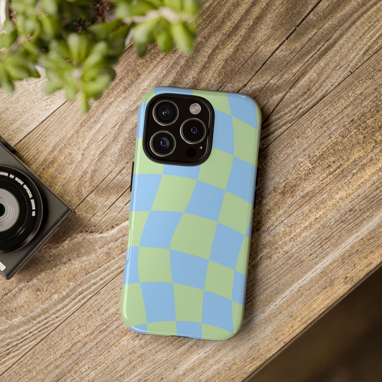 Blue & Green Checkered Phone Case