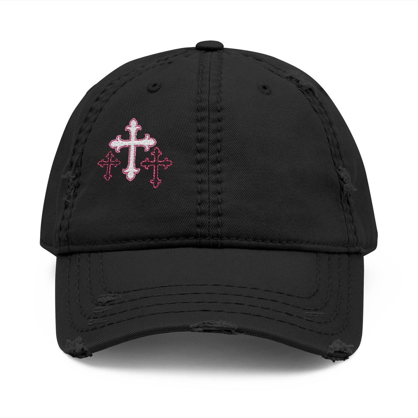 Pink Cross Distressed Hat