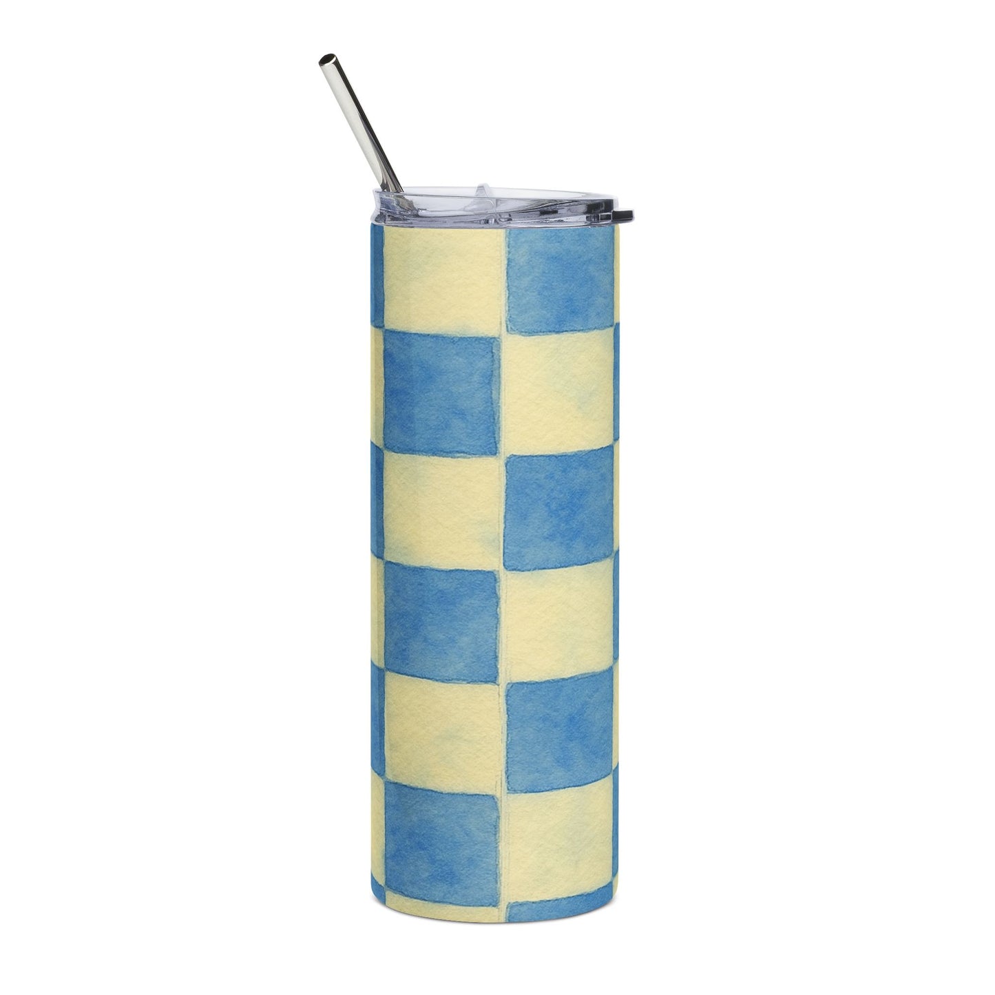 Blue Checkered Tumbler