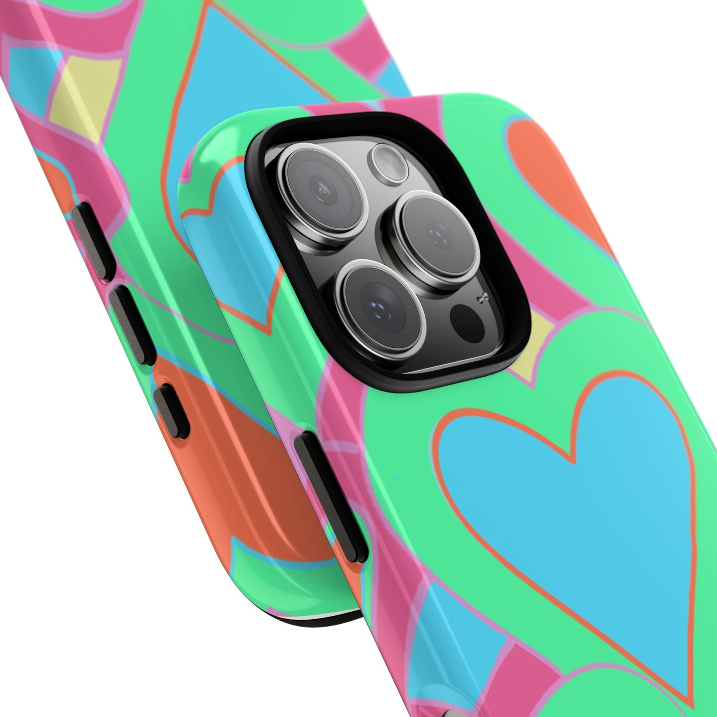 Blue Colorful Hearts Phone Case