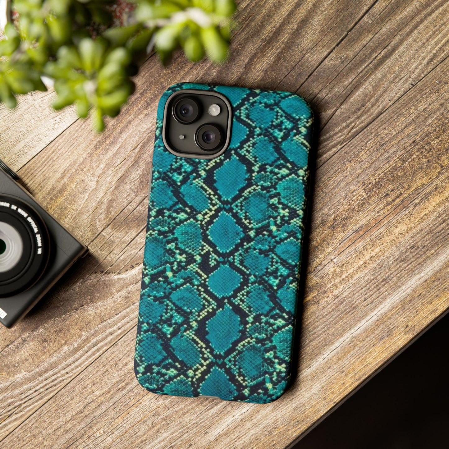 Blue Snake Skin Phone Case