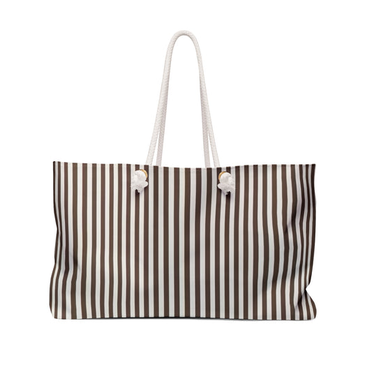 Brown Striped Weekender Bag