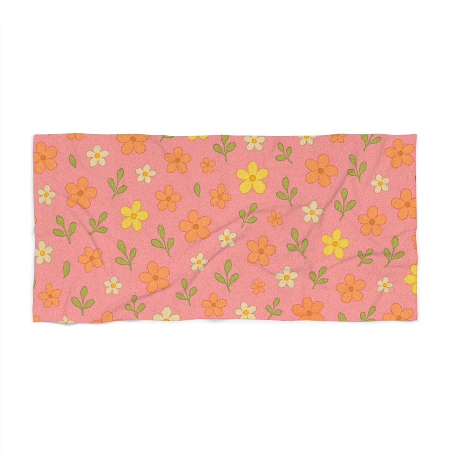 Pink Floral Beach Towel