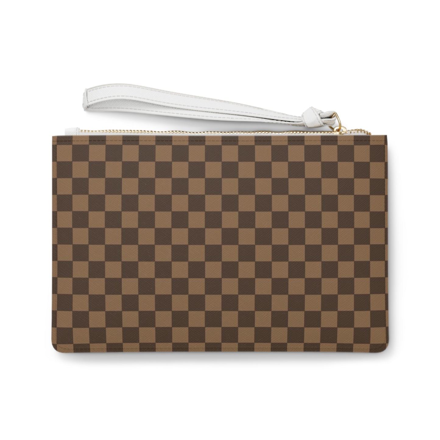 Brown Checkered Clutch Bag
