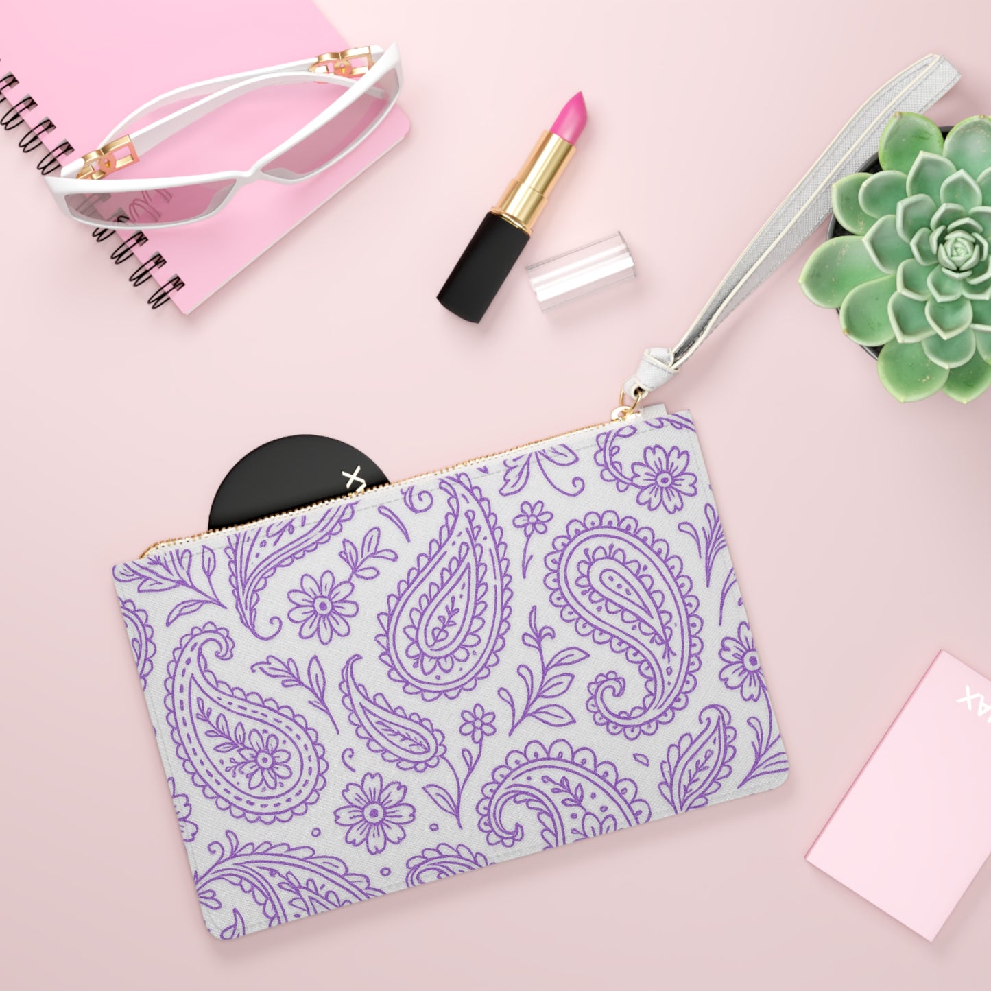Purple Paisley Clutch Bag