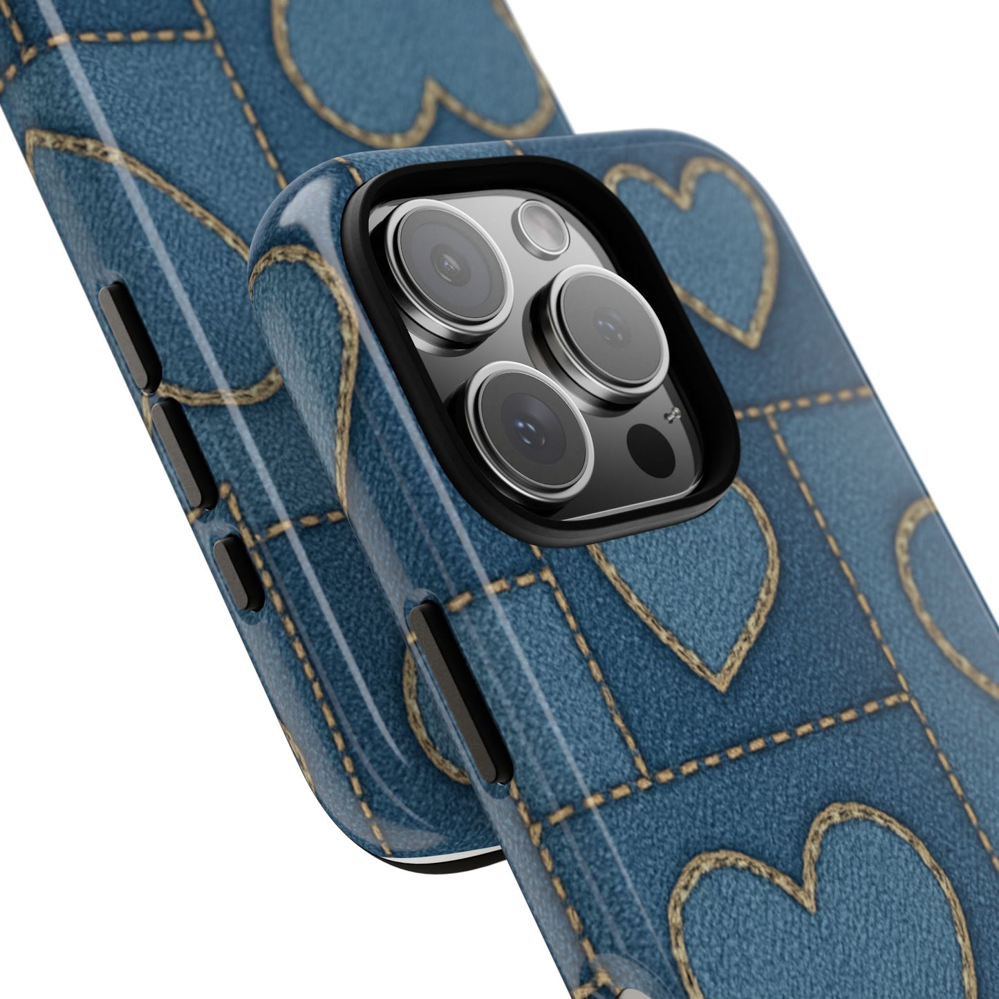 Denim Heart Stitch Phone Case