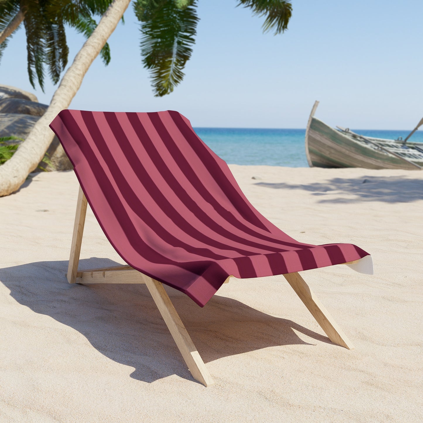 Burgundy Striped Beach Towel