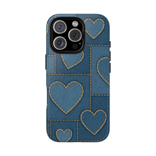 Denim Heart Stitch Phone Case