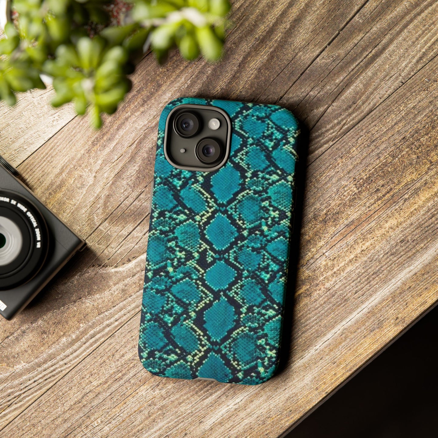 Blue Snake Skin Phone Case