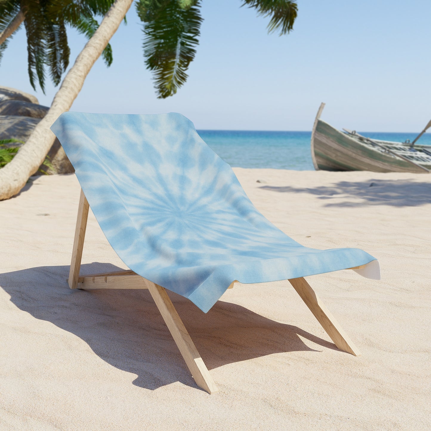 Light Blue Tie-Dye Beach Towel