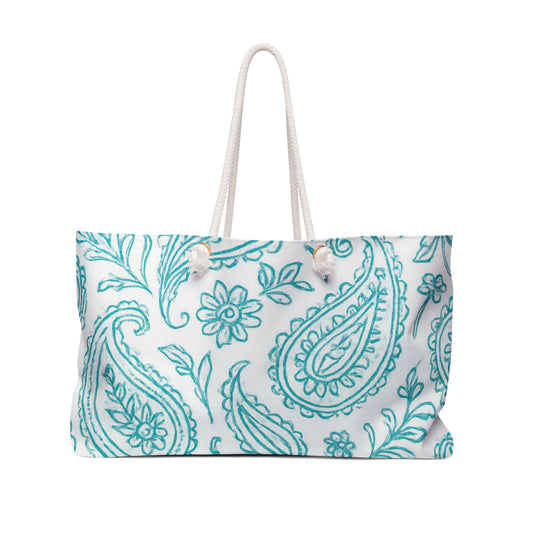 Blue Paisley Weekender Bag