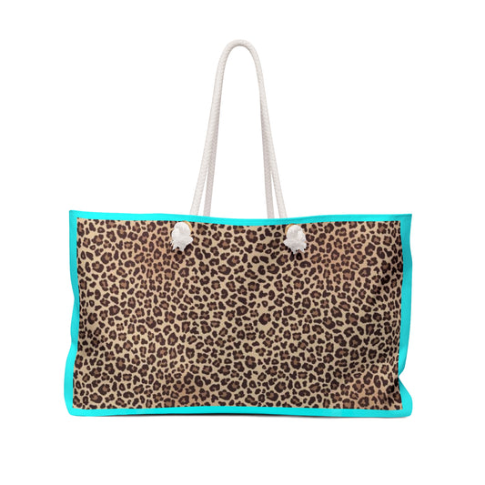Teal Leopard Print Weekender Bag