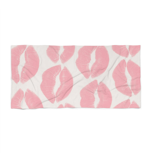 Pink Lipstick Beach Towel