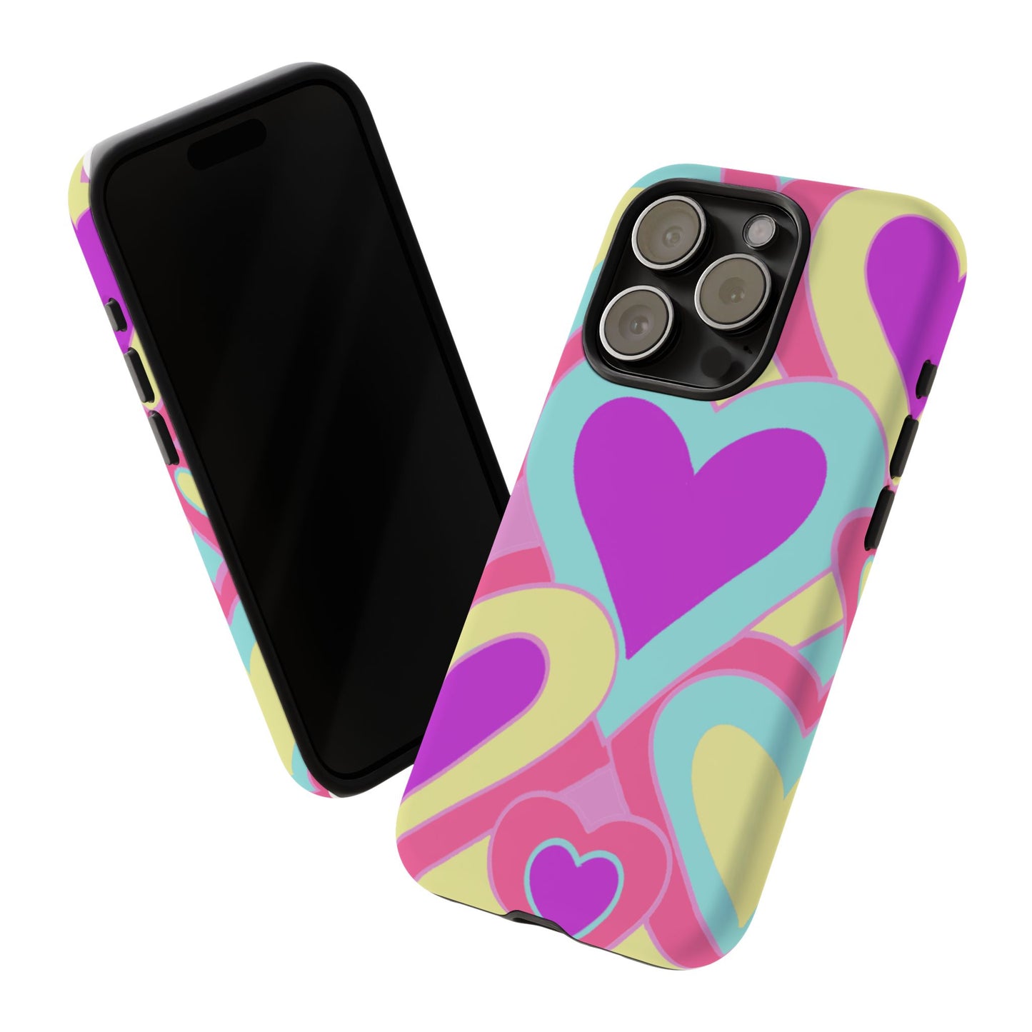 Purple Colorful Hearts Phone Case