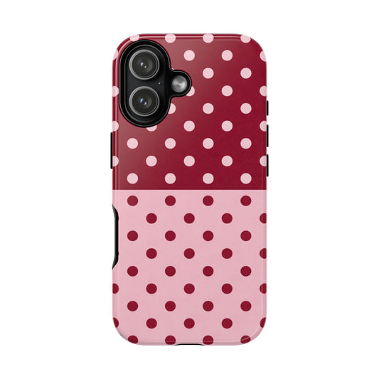 Two-Tone Polka Dot Case — Pink & Burgundy