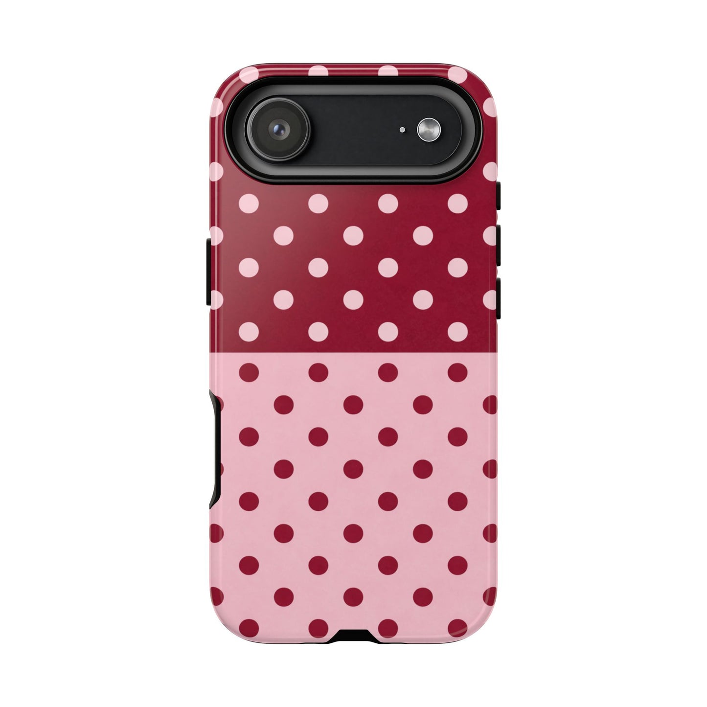 Two-Tone Polka Dot Case — Pink & Burgundy