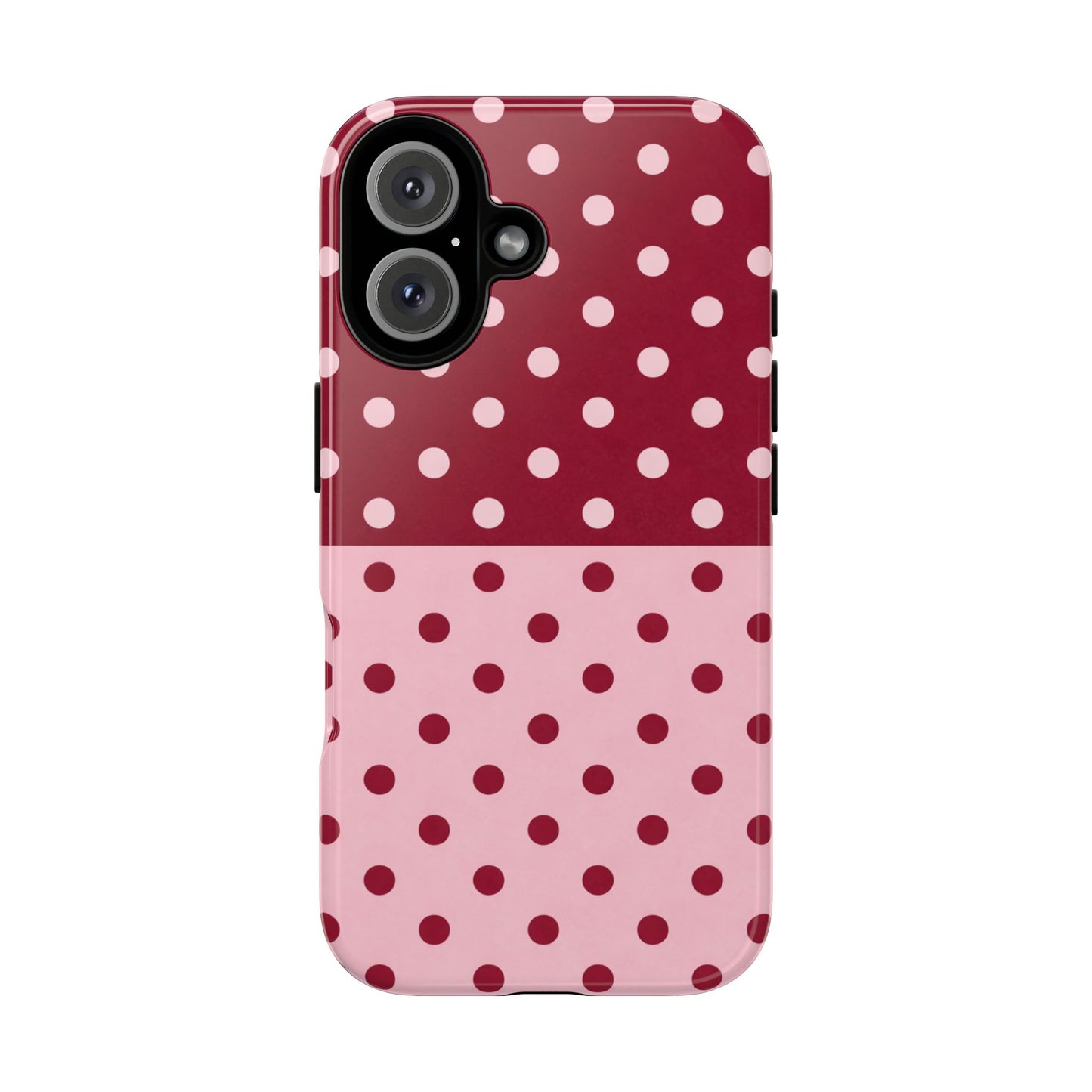 Two-Tone Polka Dot Case — Pink & Burgundy