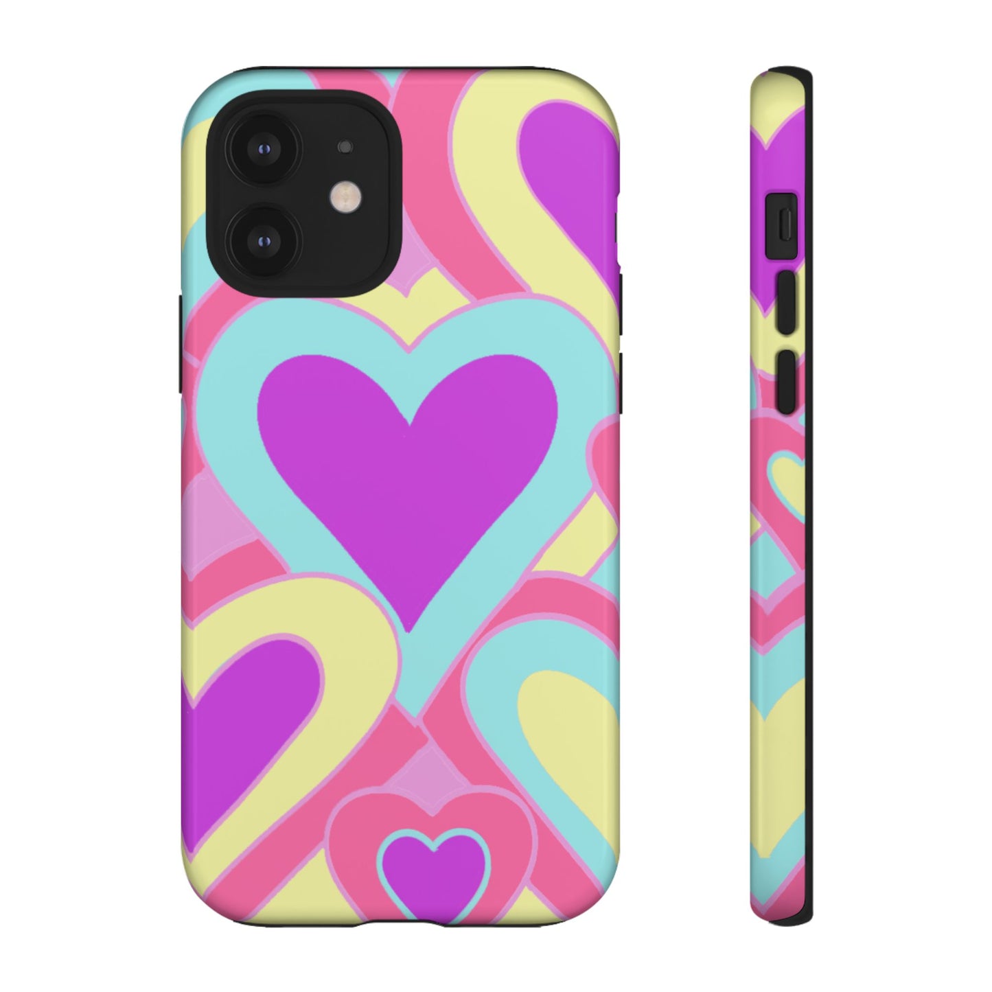 Purple Colorful Hearts Phone Case
