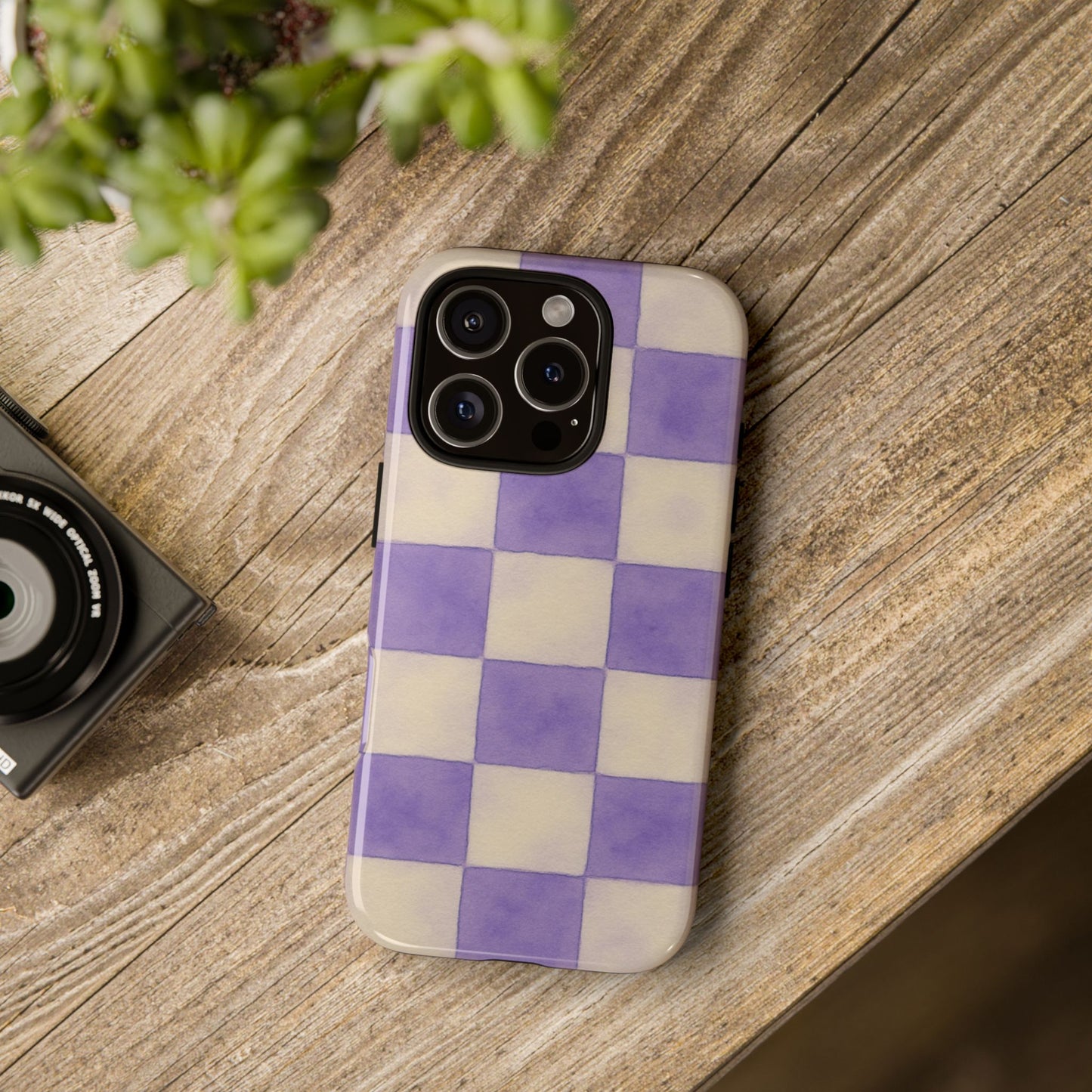 Purple Checkered Tough Phone Case