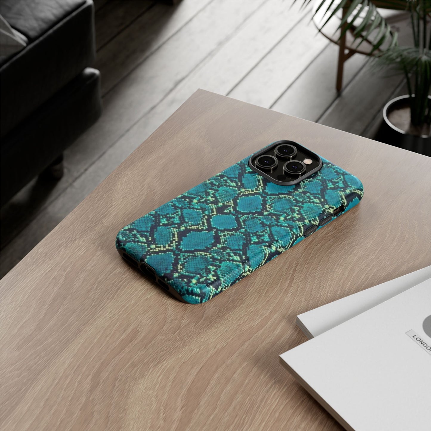 Blue Snake Skin Phone Case